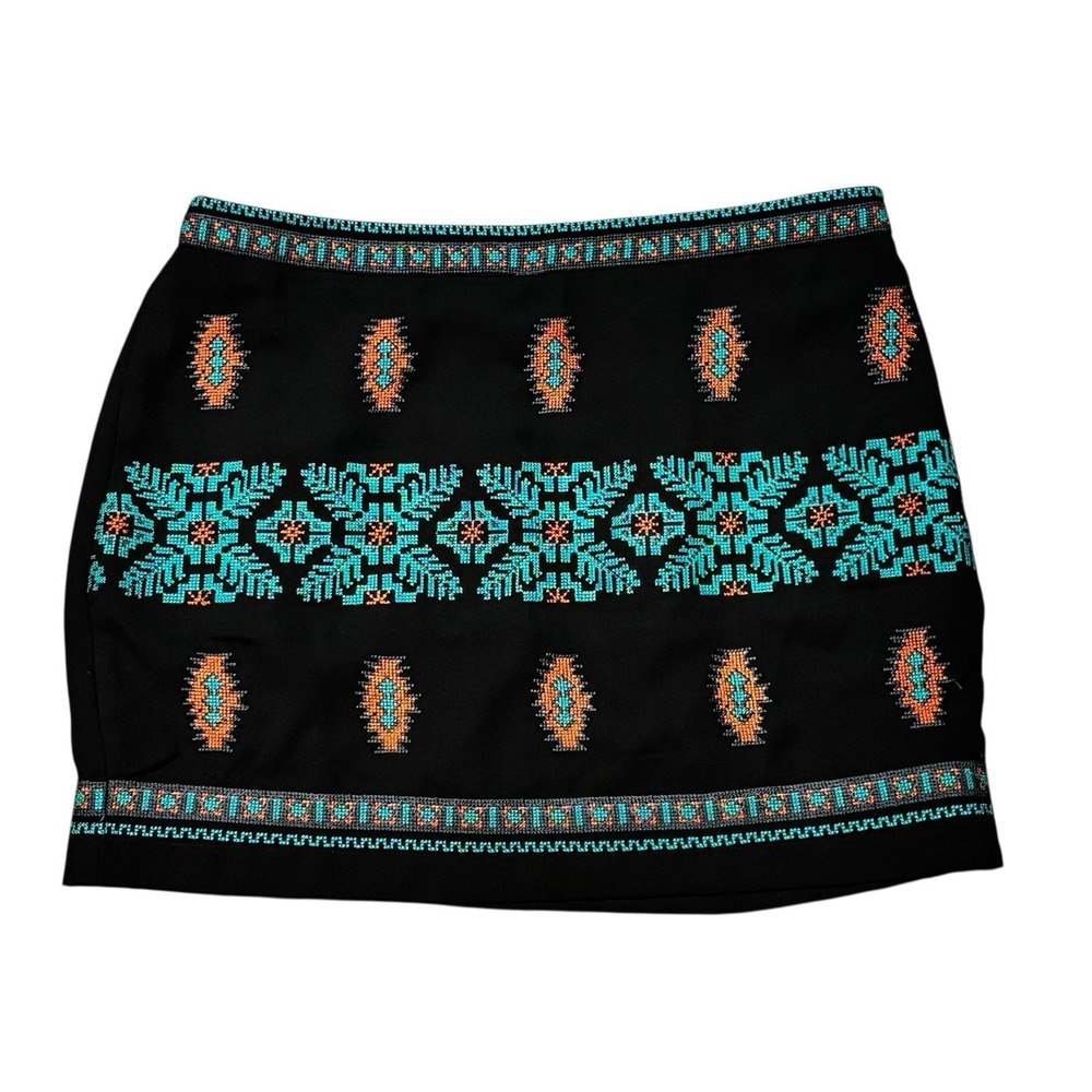Ya Los Angeles Skirt‎ Embroidered Aztec Boho Mini Western L
